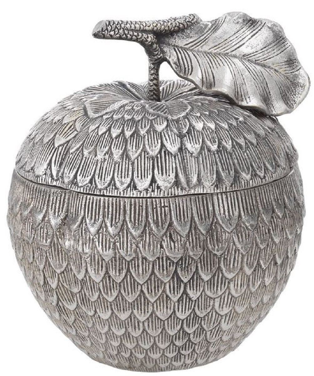 Casa Padrino luxury storage box with lid in apple shape antique silver Ø 18 x H. 20 cm - Decoration Accessories