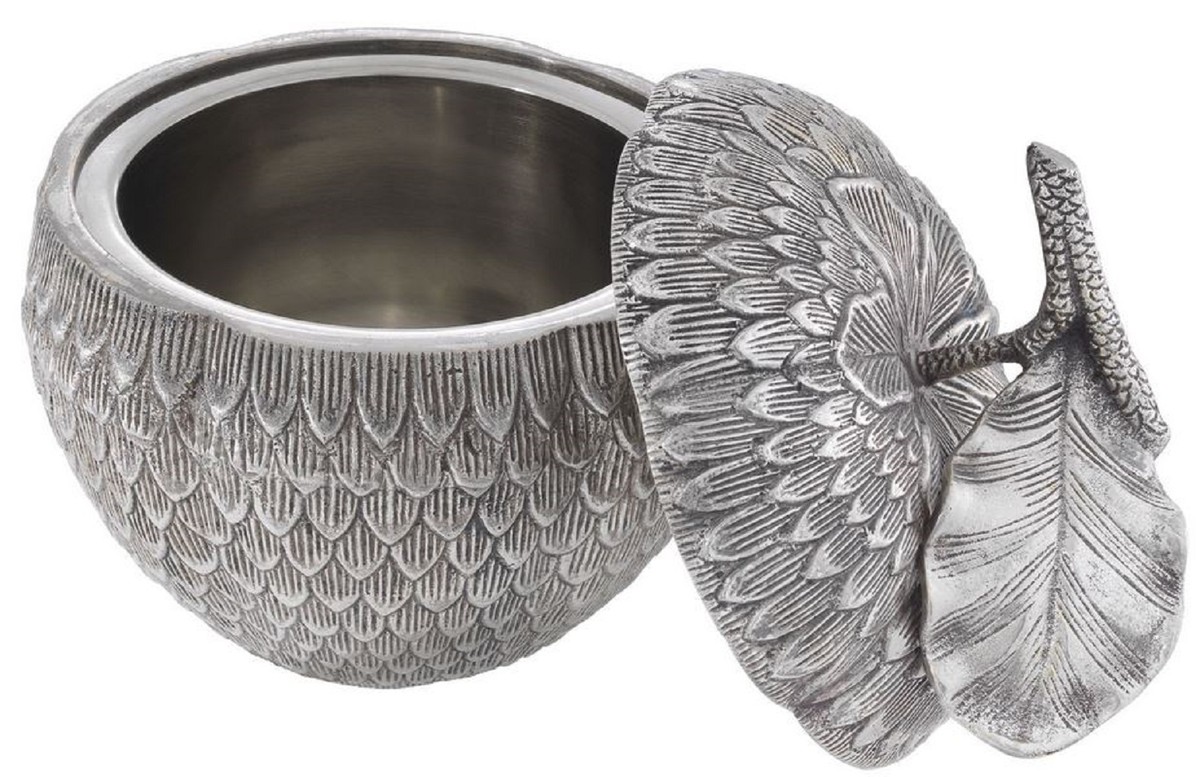 Casa Padrino luxury storage box with lid in apple shape antique silver Ø 18 x H. 20 cm - Decoration Accessories