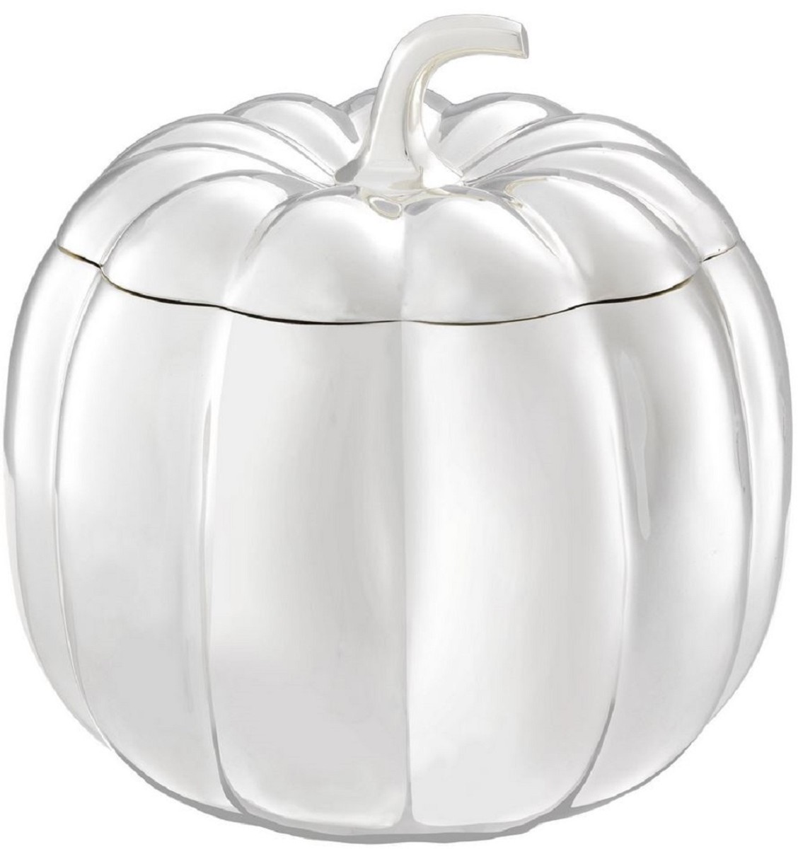 Casa Padrino boîte de rangement de luxe en forme de citrouille argent Ø 21,5 x H. 22 cm - Citrouille Décorative avec Couvercle