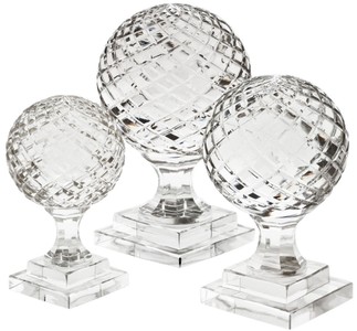 Casa Padrino set di palline di vetro decorazione di lusso - 3 Palline con Base - Decorazione Scrivania - Decorazione Soggiorno - Collezione di Lusso