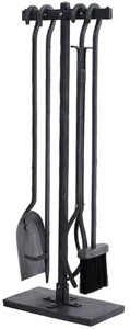 Casa Padrino luxury fireplace set antique zinc / black 15.5 x 29 x H. 78 cm - 4 piece fireplace set with stand - Fireplace Accessories
