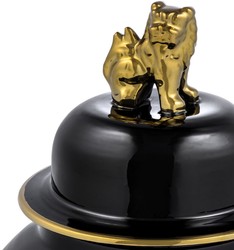 Casa Padrino luxury decorative vase black / gold Ø 42 x H. 90 cm - Chinese Porcelain Vase with Lid