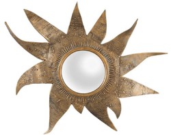 Casa Padrino espejo convexo de diseño latón vintage 83 x 9 x A. 75 cm - Espejo de pared para sala de estar - Espejo de armario - Calidad de Lujo