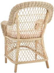 Casa Padrino silla de comedor de ratán de lujo con reposabrazos y almohada natural / crema 63 x 68 x A. 88 cm - Muebles de Comedor
