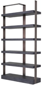 Casa Padrino cabinet mensola di lusso nero / bronzo 120,5 x 40 x A. 230 cm - Armadio in rovere impiallacciato con telaio in acciaio inossidabile - Armadio per libri - Mobile da Soggiorno di Lusso