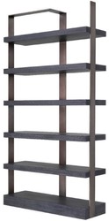 Casa Padrino cabinet mensola di lusso nero / bronzo 120,5 x 40 x A. 230 cm - Armadio in rovere impiallacciato con telaio in acciaio inossidabile - Armadio per libri - Mobile da Soggiorno di Lusso