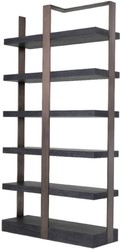 Casa Padrino cabinet mensola di lusso nero / bronzo 120,5 x 40 x A. 230 cm - Armadio in rovere impiallacciato con telaio in acciaio inossidabile - Armadio per libri - Mobile da Soggiorno di Lusso