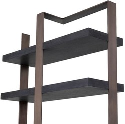 Casa Padrino cabinet mensola di lusso nero / bronzo 120,5 x 40 x A. 230 cm - Armadio in rovere impiallacciato con telaio in acciaio inossidabile - Armadio per libri - Mobile da Soggiorno di Lusso