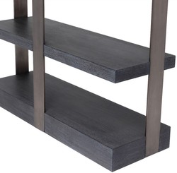 Casa Padrino cabinet mensola di lusso nero / bronzo 120,5 x 40 x A. 230 cm - Armadio in rovere impiallacciato con telaio in acciaio inossidabile - Armadio per libri - Mobile da Soggiorno di Lusso