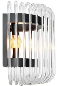 Casa Padrino Luxus Wandleuchte Bronze 40 x 24,5 x H. 35 cm - Edle Wandlampe mit abgerundeten Glasstäbchen - Luxus Kollektion