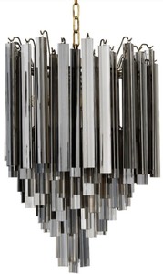 Casa Padrino Luxus Art Deco Kronleuchter Grau / Messingfarben Ø 42 x H. 61,5 cm - Hotel & Restaurant Kronleuchter