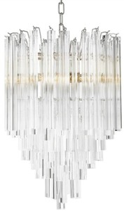 Casa Padrino Lustre Art Déco de Luxe Argent Ø 42 x H. 61,5 cm - Lustre pour Hôtel et Restaurant