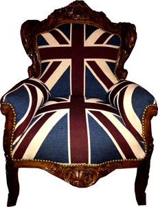 Casa Padrino sillón barroco "King" Union Jack / marrón - muebles de estilo antiguo bandera inglesa Casa Padrino sillón barroco "King" Union Jack / marrón - muebles de estilo antiguo bandera inglesa
