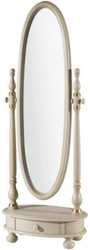 Casa Padrino miroir debout baroque de luxe ivoire / or 62 x 37 x H. 169 cm - Miroir de chambre ovale avec tiroir - Qualité de Luxe - Fabriqué en Italie