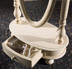 Casa Padrino miroir debout baroque de luxe ivoire / or 62 x 37 x H. 169 cm - Miroir de chambre ovale avec tiroir - Qualité de Luxe - Fabriqué en Italie