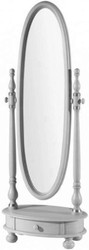 Casa Padrino luxury baroque standing mirror light gray / silver 62 x 37 x H. 169 cm - Oval bedroom mirror with drawer - Luxury Quality - Made in Italy
