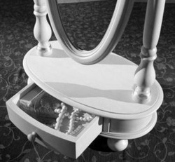 Casa Padrino luxury baroque standing mirror light gray / silver 62 x 37 x H. 169 cm - Oval bedroom mirror with drawer - Luxury Quality - Made in Italy
