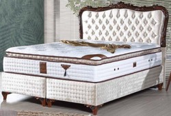 Casa Padrino Barock Doppelbett Champagnerfarben / Braun