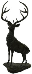 Casa Padrino Luxus Bronze Skulptur Hirsch auf Felsen Bronze / Schwarz