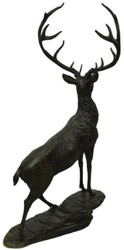 Casa Padrino Luxus Bronze Skulptur Hirsch auf Felsen Bronze / Schwarz