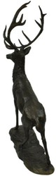 Casa Padrino Luxus Bronze Skulptur Hirsch auf Felsen Bronze / Schwarz
