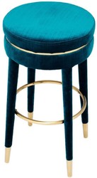 Casa Padrino Luxus Samt Barhocker Parisian Blau / Messing