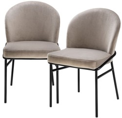 Casa Padrino Luxus Esszimmerstühle Eszimmerstuhl Set Willis Greige / Schwarz