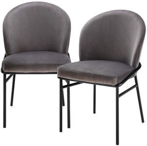Casa Padrino luxury dining chairs gray / black 49 x 56 x H. 82 cm - Kitchen chairs with fine velvet - Dining Room Set