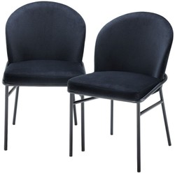 Casa Padrino sedie da pranzo di lusso nero 49 x 56 x A. 82 cm - Sedie da cucina con velluto pregiato - Set da Pranzo