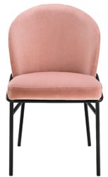 Casa Padrino sedie da pranzo di lusso rosa / nero 49 x 56 x A. 82 cm - Sedie da cucina con velluto pregiato - Set da Pranzo