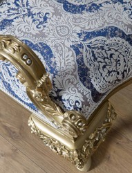 Casa Padrino luxury baroque armchair blue / white / gold 89 x 94 x H. 122 cm - Living room furniture in baroque style - Noble & Ornate