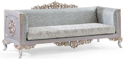 Casa Padrino divano barocco di lusso turchese / argento / oro 225 x 86 x A. 98 cm - Nobile Divano da Salotto in Stile Barocco - Mobili Barocchi