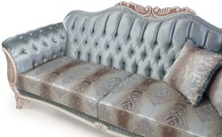 Casa Padrino sofá de salón barroco de lujo con cojines decorativos turquesa / crema / bronce 232 x 87 x A. 96 cm - Muebles de Salón en Estilo Barroco