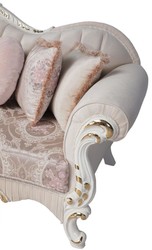 Casa Padrino canapé baroque de luxe rose / blanc / or 237 x 90 x H. 99 cm - Canapé de salon avec coussins décoratifs - Mobilier Baroque