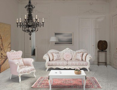 Casa Padrino ensemble de salon baroque de luxe rose / blanc / or - 2 Canapés et 2 Fauteuils et 1 Table Basse - Meubles de salon de style baroque - Noble et Orné Casa Padrino ensemble de salon baroque de luxe rose / blanc / or - 2 Canapés et 2 Fauteuils et 1 Table Basse - Meubles de salon de style baroque - Noble et Orné