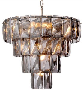 Casa Padrino lustre de luxe gris / argent Ø 60 x H. 65 cm - Lustre moderne en verre cristal - Qualité de Luxe