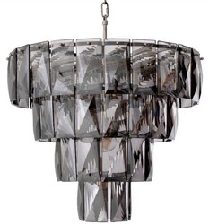 Casa Padrino Luxus Kristallglas Kronleuchter Amazone S Grau / Silber