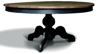 Tavolo da pranzo Casa Padrino in stile liberty tondo rovere tinto colori legno / nero Ø 160 x H. 77 cm - Tavolo da pranzo rotondo in legno massello