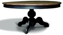 Tavolo da pranzo Casa Padrino in stile liberty tondo rovere tinto colori legno / nero Ø 160 x H. 77 cm - Tavolo da pranzo rotondo in legno massello