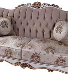 Casa Padrino sofá barroco de lujo con cojines gris / multicolor / blanco / bronce 232 x 87 x A. 101 cm - Sofá de salón con estampado floral y hermosas decoraciones