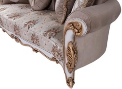 Casa Padrino sofá barroco de lujo con cojines gris / multicolor / blanco / bronce 232 x 87 x A. 101 cm - Sofá de salón con estampado floral y hermosas decoraciones