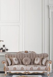 Casa Padrino sofá barroco de lujo con cojines gris / multicolor / blanco / bronce 232 x 87 x A. 101 cm - Sofá de salón con estampado floral y hermosas decoraciones