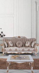 Casa Padrino mesa de centro barroco de lujo beige / blanco / bronce 89 x 65 x A. 45 cm - Mesa de salón de madera maciza en estilo barroco - Muebles de Salón Barrocos