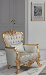 Casa Padrino luxury baroque armchair light blue / turquoise / gold 93 x 73 x H. 120 cm - Living room armchair with decorative pillow - Baroque Living Room Furniture
