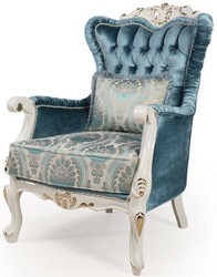 Casa Padrino luxury baroque living room set blue / white / gold - 2 Sofas & 2 Armchairs & 1 Coffee Table - Ornate Living Room Furniture in Baroque Style