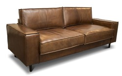 Casa Padrino Luxus Sofa Echtleder Braun Echtes Leder Wohnzimmer Couch Lounge Furniture Real Leather Möbel Ledersofa Ledercouch Möbel Einrichtung Interior Vintage