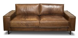 Casa Padrino Luxus Sofa Echtleder Braun Echtes Leder Wohnzimmer Couch Lounge Furniture Real Leather Möbel Ledersofa Ledercouch Möbel Einrichtung Interior Vintage