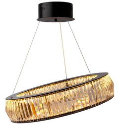 Casa Padrino luxury LED chandelier black Ø 63 x H. 170 cm - Modern round crystal glass chandelier - Luxury Quality