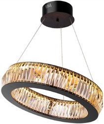 Casa Padrino luxury LED chandelier black Ø 63 x H. 170 cm - Modern round crystal glass chandelier - Luxury Quality
