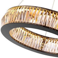 Casa Padrino luxury LED chandelier black Ø 63 x H. 170 cm - Modern round crystal glass chandelier - Luxury Quality